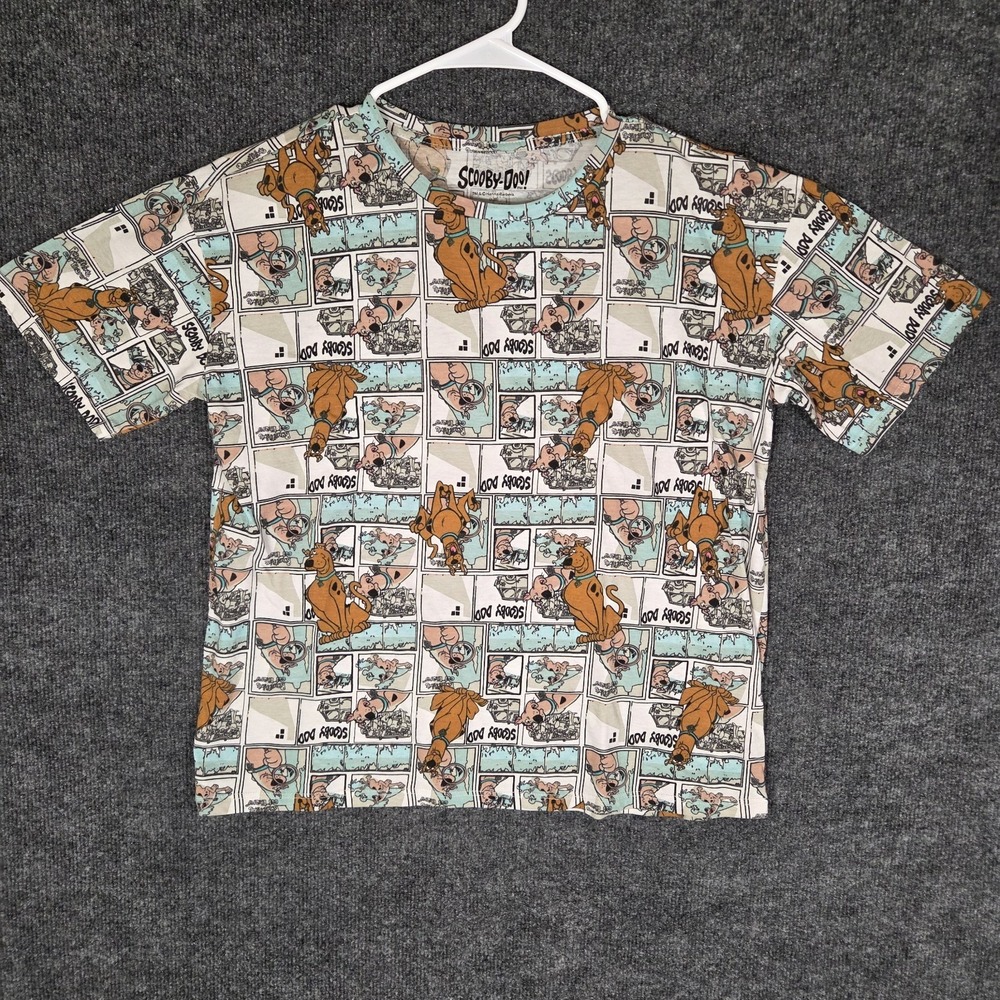 Scooby-Doo All Over Print T-Shirt Mens Large Cartoon Graphic Tee Retro Comic L